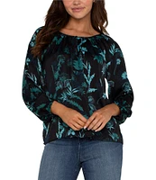 Liverpool Los Angeles Woven Shirred Long Sleeve Blouse