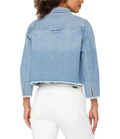 Liverpool Los Angeles Yarn-Dyed Pin Stripe Denim Cropped Shacket