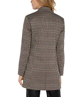 Liverpool Los Angeles Stretch Longline Houndstooth Collared Long Sleeve Blazer