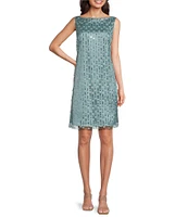 Livia Joie by Le Bos Boat Neck Sleeveless 3D Floral and Sequin Embroidered Sheath Dress