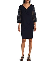 Livia Jolie by Le Bos 3/4 Sequin Lace Sleeve Sheath Dress