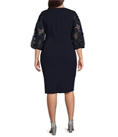 Livia Jolie by Le Bos Plus Size 3/4 Sequin Lace Sleeve Sheath Dress