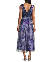Livia Jolie by Le Bos V-Neck Sleeveless Mesh Overlay A-Line Gown