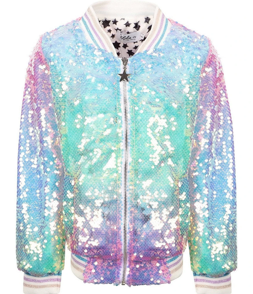 Lola + The Boys Little/Big Girls 2-12 Icy Ombre Sequin Bomber Jacket