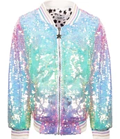 Lola + The Boys Little/Big Girls 2-12 Icy Ombre Sequin Bomber Jacket