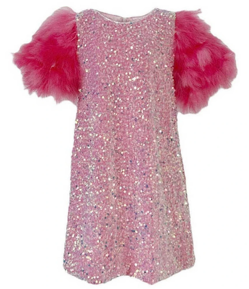 Lola + The Boys Little/Big Girls Jade Feather Party Dress