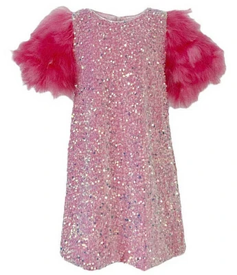 Lola + The Boys Little/Big Girls Jade Feather Party Dress