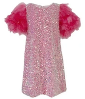 Lola + The Boys Little/Big Girls Jade Feather Party Dress