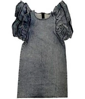 Lola + The Boys Little/Big Girls Short Sleeves Denim Ruffle Dress
