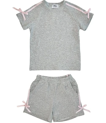 Lola + The Boys Little/Big Girls 2-12 Sporty Bow Short Sleeve T-Shirt & Pull-On Shorts Set