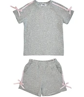 Lola + The Boys Little/Big Girls 2-12 Sporty Bow Short Sleeve T-Shirt & Pull-On Shorts Set