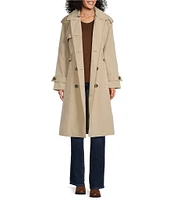 London Fog Double Breasted Point Collar Button Front Trench Coat