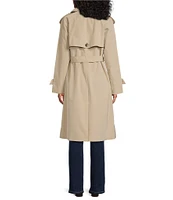 London Fog Double Breasted Point Collar Button Front Trench Coat