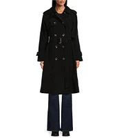 London Fog Double Breasted Point Collar Button Front Trench Coat