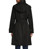 London Fog Petite Size Double Breasted Point Collar Button Front Trench Coat