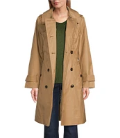 London Fog Point Collar Double Breasted Belted Trench Coat