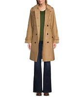 London Fog Point Collar Double Breasted Belted Trench Coat