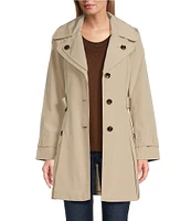 London Fog Single Breasted Double Lapel Belted Button Front Trench Coat