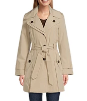 London Fog Single Breasted Double Lapel Belted Button Front Trench Coat