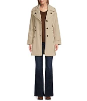 London Fog Single Breasted Double Lapel Belted Button Front Trench Coat