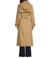 London Fog Single Breasted Point Collar Belted Cuff Sleeve Button Front Trench Coat