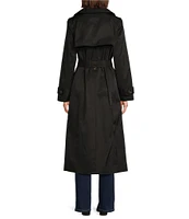 London Fog Single Breasted Point Collar Belted Cuff Sleeve Button Front Trench Coat