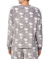 Long Sleeve Plush Snoopy Toss Print Coordinating Sleep Top