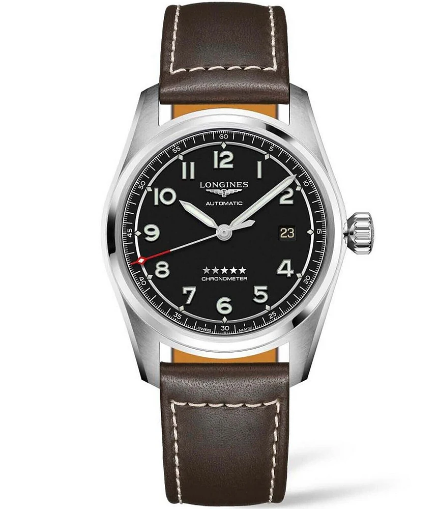 Longines Men's Spirit Collection Automatic Brown Leather Strap Watch