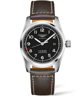 Longines Men's Spirit Collection Automatic Brown Leather Strap Watch