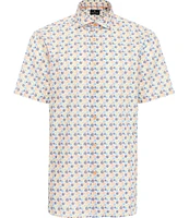 Luchiano Visconti Big & Tall Multi Circle Print Stretch Short Sleeve Woven Shirt