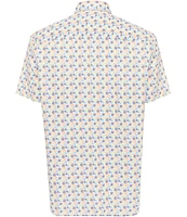 Luchiano Visconti Big & Tall Multi Circle Print Stretch Short Sleeve Woven Shirt