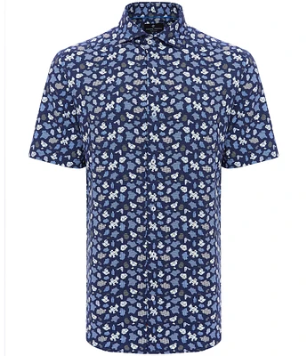 Luchiano Visconti Big & Tall Puzzle Print Stretch Short Sleeve Woven Shirt