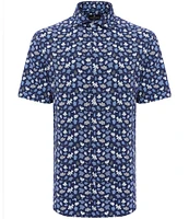Luchiano Visconti Big & Tall Puzzle Print Stretch Short Sleeve Woven Shirt