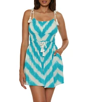 Lucky Brand Albuferia Tie Dye Gauze Scoop Neck Dress Swim Cover-Up