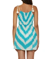 Lucky Brand Albuferia Tie Dye Gauze Scoop Neck Dress Swim Cover-Up