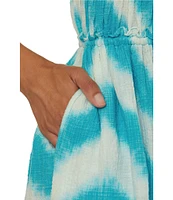 Lucky Brand Albuferia Tie Dye Gauze Scoop Neck Dress Swim Cover-Up