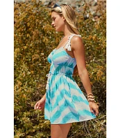Lucky Brand Albuferia Tie Dye Gauze Scoop Neck Dress Swim Cover-Up