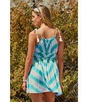 Lucky Brand Albuferia Tie Dye Gauze Scoop Neck Dress Swim Cover-Up