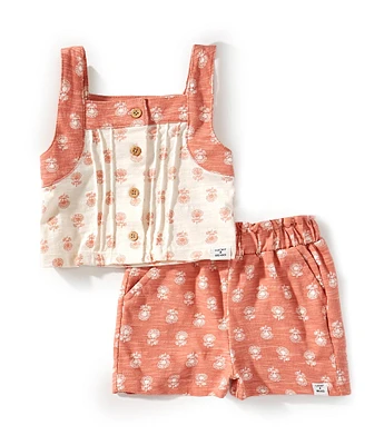 Lucky Brand Baby Girls 12-24 Months Sleeveless Mixed-Dot Top & Coordinating Dotted Shorts Set