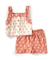 Lucky Brand Baby Girls Sleeveless Mixed-Dot Top & Coordinating Dotted Shorts Set