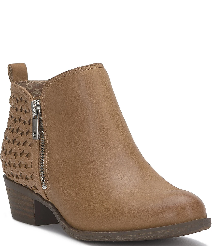 Lucky Brand Basel Leather Woven Zip Booties