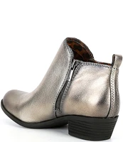 Lucky Brand Basel Metallic Leather Side Zip Block Heel Booties