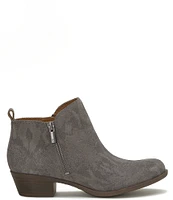 Lucky Brand Basel Printed Suede Side Zip Block Heel Ankle Booties