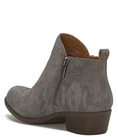 Lucky Brand Basel Printed Suede Side Zip Block Heel Ankle Booties