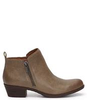 Lucky Brand Basel Smooth Leather Side Zip Block Heel Booties