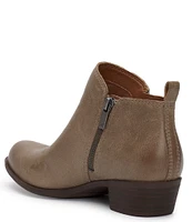 Lucky Brand Basel Smooth Leather Side Zip Block Heel Booties