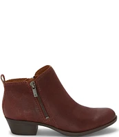 Lucky Brand Basel Smooth Leather Side Zip Block Heel Booties