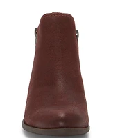 Lucky Brand Basel Smooth Leather Side Zip Block Heel Booties