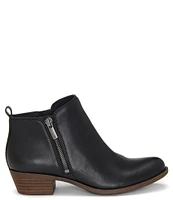 Lucky Brand Basel Smooth Leather Side Zip Block Heel Booties