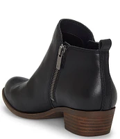 Lucky Brand Basel Smooth Leather Side Zip Block Heel Booties